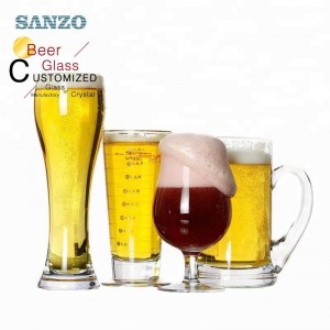 Le verre de bière de publicité de Sanzo avec la poignée a adapté la bière de logo gravée à l'eau-forte en verre au verre de bière de Pepsi